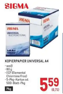 Metro SIGMA KOPIERPAPIER UNIVERSAL A4 Angebot