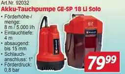 Zgonc Akku-Tauchpumpe GE-SP 18 Li Solo Angebot