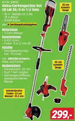 Zgonc Akku-Gartengeräte-Set GE-LM 36/4 in 1 Li Solo Angebot