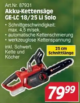 Zgonc Akku-Kettensäge GE-LC 18/25 Li Solo Angebot