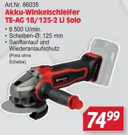 Zgonc Akku-Winkelschleifer TE-AG 18/125-2 Li Solo Angebot