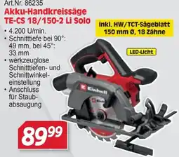 Zgonc Akku-Handkreissäge TE-CS 18/150-2 Li Solo Einhell Angebot
