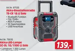 Zgonc Akku-Baustellenradio TE-CR 18 Li Solo Angebot