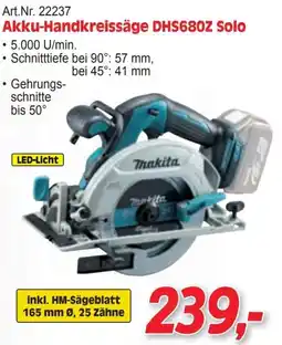Zgonc Akku-Handkreissäge DHS680Z Solo Makita Angebot