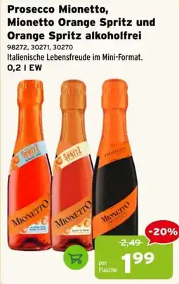 Salzburger Lagerhaus Prosecco Mionetto, Mionetto Orange Spritz und Orange Spritz alkoholfrei Angebot