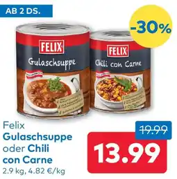 T&G Felix Gulaschsuppe oder Chili con Carne Angebot