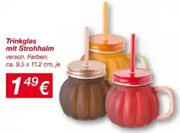 KiK Trinkglas mit Strohhalm Angebot