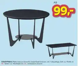 Möbelix COUCHTISCH, Platte Schwarz Keramik, Gestell Stahl Schwarz Angebot