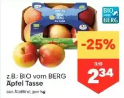 MPreis BIO vom BERG Äpfel Tasse Angebot