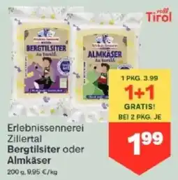 MPreis Erlebnissennerei Zillertal Bergtilsiter oder Almkäser Angebot