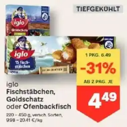 MPreis iglo Fischstäbchen, Goldschatz oder Ofenbackfisch Angebot