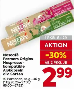 Billa Nescafé Farmers Origins Nespresso-kompatible Alukapseln Angebot