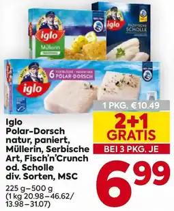 Billa Iglo Polar-Dorsch natur, paniert, Müllerin, Serbische Art, Fisch'n'Crunch od. Scholle Angebot