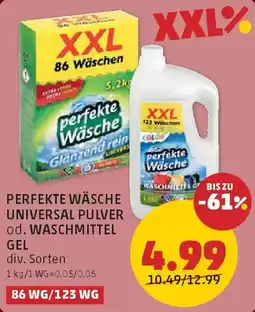 PENNY Perfekte Wäsche Universal Pulver od. Waschmittel Gel Angebot