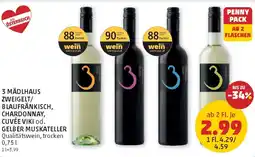 PENNY 3 Mädlhaus zweigelt/ blaufränkisch, chardonnay, cuvée viki od. gelber muskateller Angebot