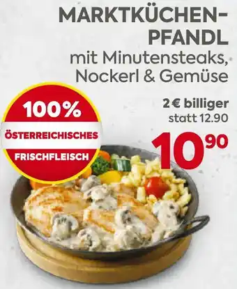 Billa Marktküchen-Pfandl mit Minutensteaks, Nockerl & Gemüse Angebot