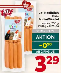 Billa Ja! Natürlich Bio-Mini-Würstel Angebot