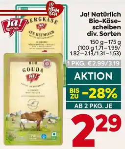 Billa Ja! Natürlich Bio-Käsescheiben Angebot