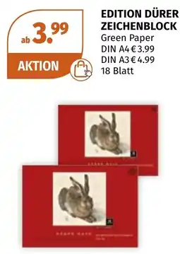 Müller Edition Dürer Zeichenblock Green Paper Angebot
