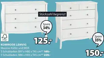 JYSK Kommode Lemvig 3 Schubladen B97 x H80 x T45 cm Angebot