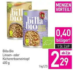 Sutterlüty Billa Bio Linsen- oder Kichererbseneintopf Angebot