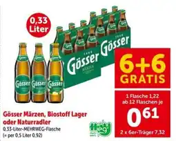 Interspar Gösser Märzen, Biostoff Lager oder Naturradler Angebot