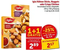 Interspar Iglo Hühner Sticks, Nuggets oder Crispy Chicken Angebot