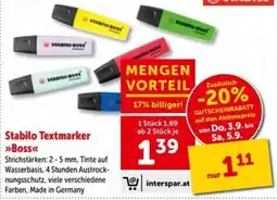 Interspar Stabilo Textmarker »Boss« Angebot