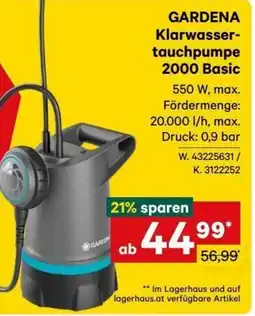 Lagerhaus Graz Land GARDENA Klarwasser-tauchpumpe 2000 Basic Angebot