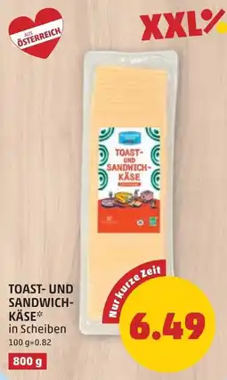 PENNY Toast- und Sandwich-Käse* in Scheiben Angebot