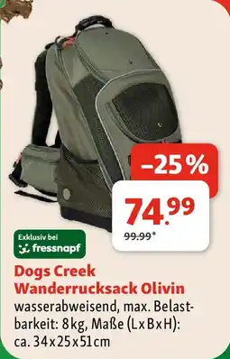 Fressnapf Dogs Creek Wanderrucksack Olivin Angebot