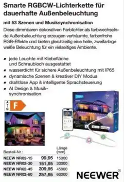 Reichelt NEEWER Smarte RGBCW-Lichterkette für dauerhafte Außenbeleuchtung Angebot