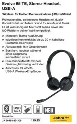 Reichelt Evolve 65 TE, Stereo-Headset, USB-A Angebot