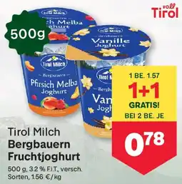 MPreis Tirol Milch Bergbauern Fruchtjoghurt Angebot