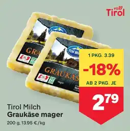 MPreis Tirol Milch Graukäse mager Angebot