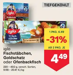 MPreis iglo Fischstäbchen, Goldschatz oder Ofenbackfisch Angebot