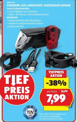 Hofer Ride+Go Premium-LED-Lampenset, wiederaufladbar Angebot