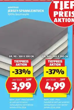 Hofer Novitesse Jersey-Spannleintuch Angebot