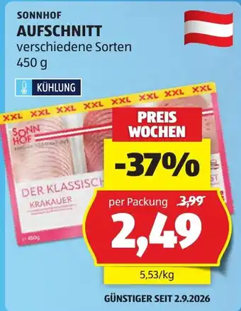 Hofer Sonnhof Aufschnitt Angebot