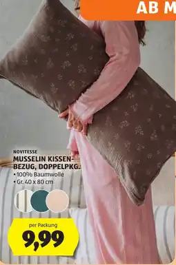Hofer Novitesse Musselin Kissenbezug, Doppel pkg. Angebot