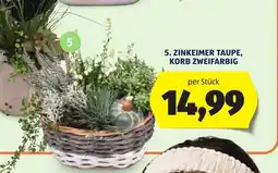 Hofer Zinkeimer Taupe, Korb Zweisfarbig Angebot