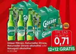 Spar Gösser Märzen, Naturradler Zitrone, Naturradler Zitrone alkoholfrei oder Naturgold alkoholfrei Angebot