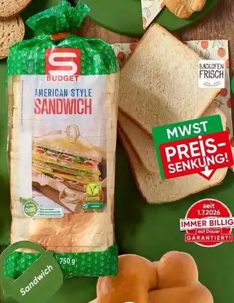 Spar S-BUDGET American Style Sandwich Angebot