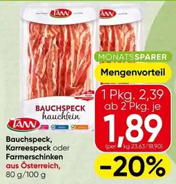 Spar TANN Bauchspeck hauchfein Angebot