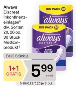 Bipa Always Discreet Inkontinzenzeinlagen Angebot