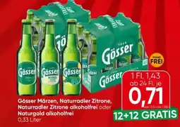 Eurospar Gösser Märzen, Naturradler Zitrone, Naturradler Zitrone alkoholfrei oder Naturgold alkoholfrei Angebot