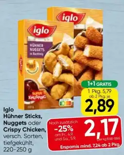 Eurospar Iglo Hühner Sticks, Nuggets oder Crispy Chicken Angebot