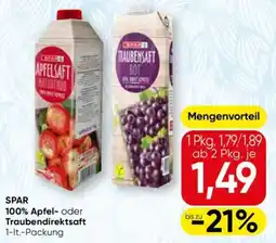 Spar SPAR Apfel- oder Traubendirektsaft Angebot