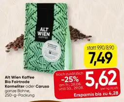 Spar Alt Wien Kaffee Bio Fairtrade Karmeliter oder Caruso Angebot