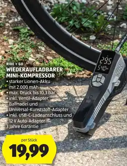 Hofer Ride + go wiederaufladbarer mini-kompressor Angebot